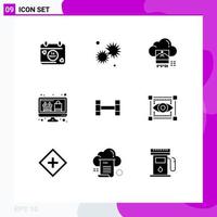 Modern Set of 9 Solid Glyphs and symbols such as sport monitor photo display online Editable Vector Design Elements