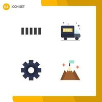 Modern Set of 4 Flat Icons Pictograph of connection science delivery truck cog flag Editable Vector Design Elements