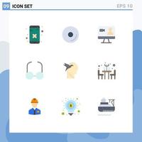 Set of 9 Modern UI Icons Symbols Signs for head imagination form job view glasses Editable Vector Design Elements