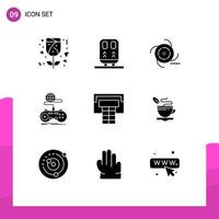 9 Thematic Vector Solid Glyphs and Editable Symbols of basketball multiplayer cosmos internet game Editable Vector Design Elements