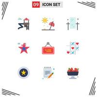 Modern Set of 9 Flat Colors Pictograph of marketing flag beauty american reflection Editable Vector Design Elements
