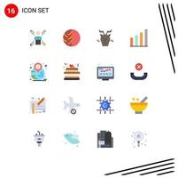 Set of 16 Modern UI Icons Symbols Signs for reindeer arctic dermatology alpine skin Editable Pack of Creative Vector Design Elements