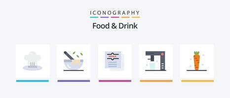 Paquete de 5 íconos planos de comida y bebida que incluye comida rápida. cafetera. restaurante. restaurante. alimento. diseño de iconos creativos vector