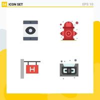 Editable Vector Line Pack of 4 Simple Flat Icons of smartphone travel city life audio Editable Vector Design Elements