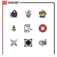 Universal Icon Symbols Group of 9 Modern Filledline Flat Colors of coding promote tea marketing launch Editable Vector Design Elements