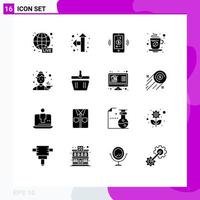 Stock Vector Icon Pack of 16 Line Signs and Symbols for cook hot mobile dollar coffee drink Editable Vector Design Elements