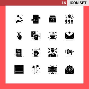 Universal Icon Symbols Group of 16 Modern Solid Glyphs of gestures user mobile team rescource Editable Vector Design Elements