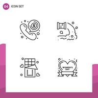 4 Universal Filledline Flat Colors Set for Web and Mobile Applications call water phone industry love Editable Vector Design Elements