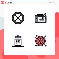 Pictogram Set of 4 Simple Filledline Flat Colors of decoration pad interior game clipboard Editable Vector Design Elements