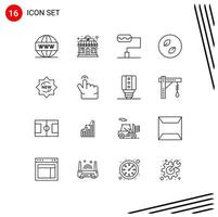 Mobile Interface Outline Set of 16 Pictograms of badge product store new leaves Editable Vector Design Elements