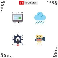 Editable Vector Line Pack of 4 Simple Flat Icons of content tool cloud designer camera Editable Vector Design Elements