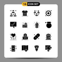 16 Universal Solid Glyphs Set for Web and Mobile Applications hardware social soccer people communication Editable Vector Design Elements