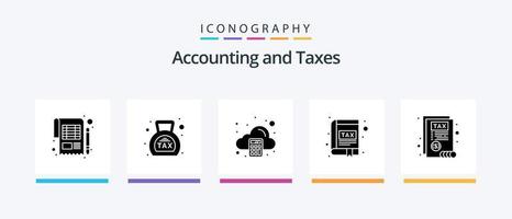 Taxes Glyph 5 Icon Pack Including interface. book. money. app. calculate. Creative Icons Design vector