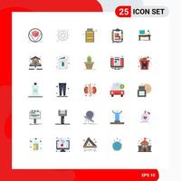 Pack of 25 Modern Flat Colors Signs and Symbols for Web Print Media such as workplace work battery scheme algorithm Editable Vector Design Elements