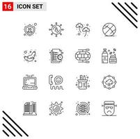 Set of 16 Vector Outlines on Grid for education ball network basketball irish Editable Vector Design Elements