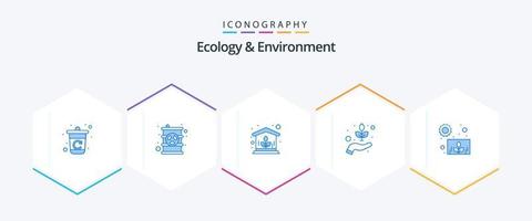 Ecology And Environment 25 Blue icon pack including growth. herbal. green. guarder. environment vector