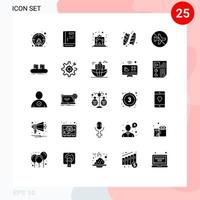 25 User Interface Solid Glyph Pack of modern Signs and Symbols of surfing sports support recreation home Editable Vector Design Elements
