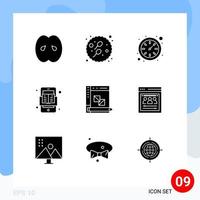 Pictogram Set of 9 Simple Solid Glyphs of develop read sperm online book Editable Vector Design Elements