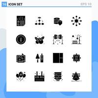 16 Universal Solid Glyphs Set for Web and Mobile Applications neuron secure data architecture security shield Editable Vector Design Elements