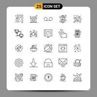 User Interface Pack of 25 Basic Lines of charge extension mail heart beat smart Editable Vector Design Elements