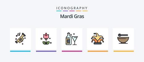 Mardi Gras Line Filled 5 Icon Pack Including orange. fly. noise. bloon. lux. Creative Icons Design vector