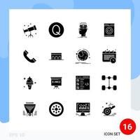 Universal Icon Symbols Group of 16 Modern Solid Glyphs of arch phone head call machine Editable Vector Design Elements