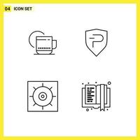 Modern Set of 4 Filledline Flat Colors and symbols such as tea gears service crypto book Editable Vector Design Elements