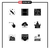 Set of 9 Modern UI Icons Symbols Signs for scince data internet based hand Editable Vector Design Elements