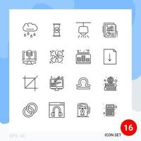 16 Creative Icons Modern Signs and Symbols of design report sand pie chart Editable Vector Design Elements