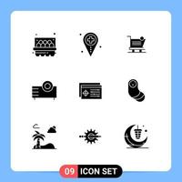 9 Universal Solid Glyph Signs Symbols of technology products cart electronics store Editable Vector Design Elements