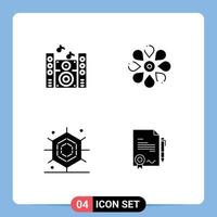 4 User Interface Solid Glyph Pack of modern Signs and Symbols of music holidays flower nature agrement Editable Vector Design Elements