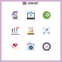 User Interface Pack of 9 Basic Flat Colors of mission growth solution business space Editable Vector Design Elements