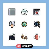 Universal Icon Symbols Group of 9 Modern Filledline Flat Colors of manager rub page housework cleaning Editable Vector Design Elements