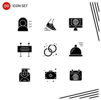 9 Thematic Vector Solid Glyphs and Editable Symbols of accessory under construction barrier computer traffic barrier construction banner Editable Vector Design Elements