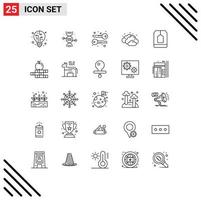 Modern Set of 25 Lines Pictograph of tea drink keys ceylon weather Editable Vector Design Elements