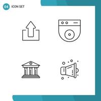 4 Thematic Vector Filledline Flat Colors and Editable Symbols of arrow finance upload security money Editable Vector Design Elements