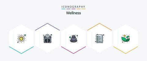 Wellness 25 FilledLine icon pack including file. checkout. weight. check. spa vector