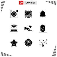 paquete de iconos de vector de stock de 9 signos y símbolos de línea para notificación de corazón de caramelo imaginación de mano elementos de diseño de vector editables