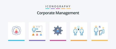 Corporate Management Flat 5 Icon Pack Including people. brainstorm. school. productivity. person. Creative Icons Design vector