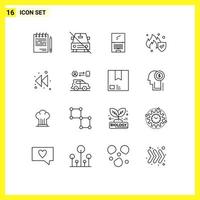 16 iconos creativos, signos y símbolos modernos de servicio, dispositivo portátil, elementos de diseño vectorial editables vector