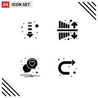 Modern Set of 4 Solid Glyphs and symbols such as arrow love expenses profit arrow Editable Vector Design Elements