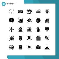 User Interface Pack of 25 Basic Solid Glyphs of bulb machine handcraft projector tailoring Editable Vector Design Elements