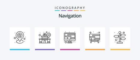 Navigation Line 5 Icon Pack Including map. map. compass. location. world. Creative Icons Design vector