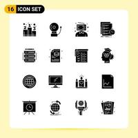 Universal Icon Symbols Group of 16 Modern Solid Glyphs of edit check customer list todo Editable Vector Design Elements