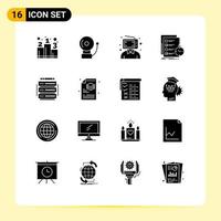 Universal Icon Symbols Group of 16 Modern Solid Glyphs of edit check customer list todo Editable Vector Design Elements