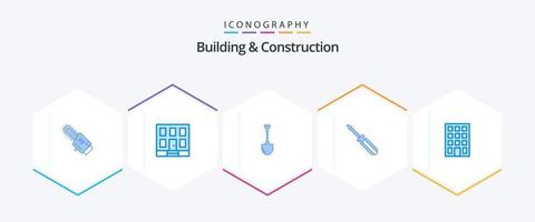Building And Construction 25 Blue icon pack including tools. tool. showel. driver. digging vector