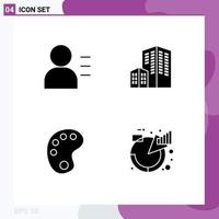 Stock Vector Icon Pack of 4 Line Signs and Symbols for education chart architecture drawing descriptions Editable Vector Design Elements