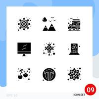 conjunto de 9 iconos de interfaz de usuario modernos símbolos signos para cny celebración coche mac computadora elementos de diseño vectorial editables vector