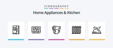 electrodomésticos y paquete de iconos de la línea de cocina 5 que incluye cabello. máquina. teléfono Brújula. tiempo. diseño de iconos creativos vector