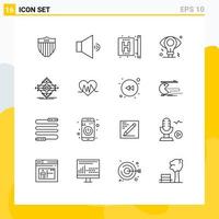 Set of 16 Modern UI Icons Symbols Signs for lane idea disease bulb business Editable Vector Design Elements